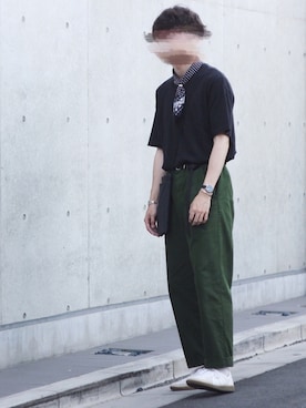 「my beautiful landlet（マイビューティフルランドレット）のアイテム（バッグ）」を使った、TaKu.さん（メンズ・168cm）の夏コーディネート