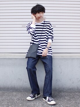 「my beautiful landlet（マイビューティフルランドレット）のアイテム（バッグ）」を使った、TaKu.さん（メンズ・168cm）の夏コーディネート