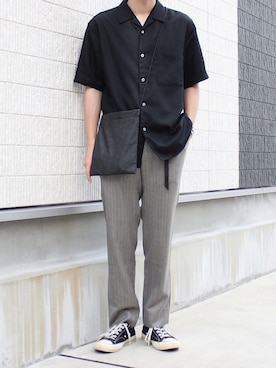 「my beautiful landlet（マイビューティフルランドレット）のアイテム（バッグ）」を使った、TaKu.さん（メンズ・168cm）の夏コーディネート