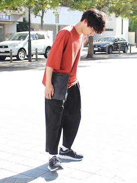 「my beautiful landlet（マイビューティフルランドレット）のアイテム（バッグ）」を使った、TaKu.さん（メンズ・168cm）の夏コーディネート