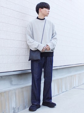 「my beautiful landlet（マイビューティフルランドレット）のアイテム（バッグ）」を使った、TaKu.さん（メンズ・168cm）の秋コーディネート