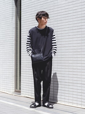 「Graphpaper（グラフペーパー）のアイテム（ベスト）」を使った、TaKu.さん（メンズ・168cm）の秋コーディネート