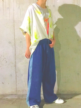 「SHAREEF（シャリーフ）のアイテム（スニーカー）」を使った、いのたろ🐟さん（メンズ・178cm）の春コーディネート
