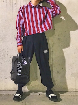 「SHAREEF（シャリーフ）のアイテム（バッグ）」を使った、いのたろ🐟さん（メンズ・178cm）の夏コーディネート
