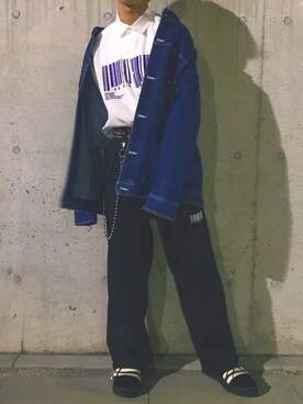 「SHAREEF（シャリーフ）のアイテム（デニムジャケット）」を使った、いのたろ🐟さん（メンズ・178cm）の秋コーディネート