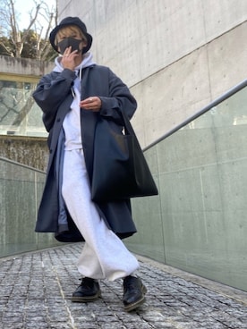 「レースアップシューズ」｜「アイテム（ステンカラーコート）」を使った、服着てみたりゅ〜くさん（メンズ・167cm）の冬コーディネート