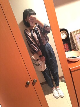 「花見」｜「アイテム（チノパンツ）」を使った、あのさん（レディース・165cm）の春コーディネート
