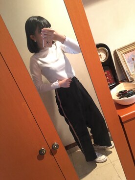 「ARROW（アロー）のアイテム（パンツ）」を使った、あのさん（レディース・165cm）の春コーディネート