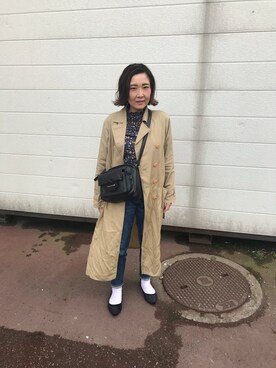 「SPIRALGIRL（スパイラルガール）のアイテム（トレンチコート）」を使った、b.chanさん（レディース・155cm）の春コーディネート