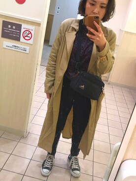 「SPIRALGIRL（スパイラルガール）のアイテム（トレンチコート）」を使った、b.chanさん（レディース・155cm）の秋コーディネート