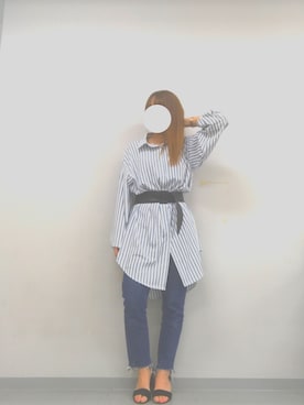 「PUNYUS（プニュズ）のアイテム（シャツワンピース）」を使った、m a h oさん（レディース・160cm）の春コーディネート