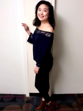 「ALDO（アルド）のアイテム（ブーティ）」を使った、Cindy Linさん（レディース・168cm）の春コーディネート