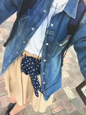 「古着のアイテム（その他、ブルー系）」を使った、あいなさん（レディース・166cm）の春コーディネート