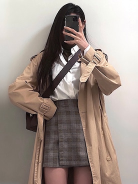 「skirt」｜「アイテム（トレンチコート）」を使った、unaueetさん（レディース・175cm）の冬コーディネート