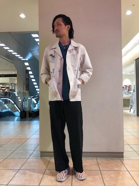 「アイテム（ポロシャツ、ブルー系）」を使った、Mitachiさん（メンズ・185cm）の春コーディネート