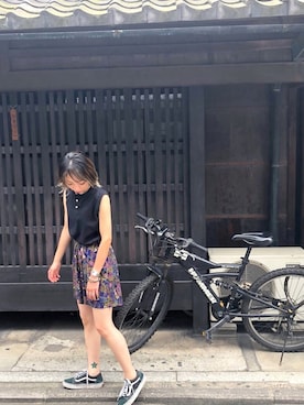 「黒タンク」｜Azumi Tamさん（レディース・154cm）の夏コーディネート
