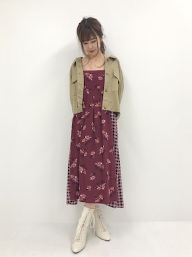 「アイテム（ミリタリージャケット）」を使った、nanami_さん（レディース・158cm）の秋コーディネート