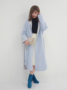 「ガウンコート」｜「アイテム（ノーカラージャケット）」を使った、nanami_さん（レディース・158cm）の冬コーディネート