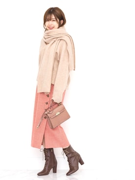 「アイテム（ストール/ショール）」を使った、nanami_さん（レディース・158cm）の秋コーディネート