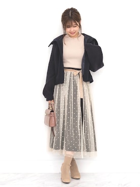 「JILL STUART（ジルスチュアート）のアイテム（ブルゾン）」を使った、nanami_さん（レディース・158cm）の秋コーディネート