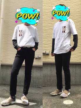 「GU（ジーユー）の（GU）スキニーフィットジーンズ（パンツ、ブラック系）」を使った、yu0104さん（メンズ・172cm）の春コーディネート