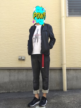 「Right-on（ライトオン）のアイテム（ライダースジャケット）」を使った、yu0104さん（メンズ・172cm）の春コーディネート