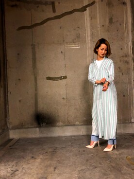 「DIESEL OSAKA」｜「アイテム（シャツワンピース）」を使った、miho kobayakawaさん（レディース・160cm）の春コーディネート