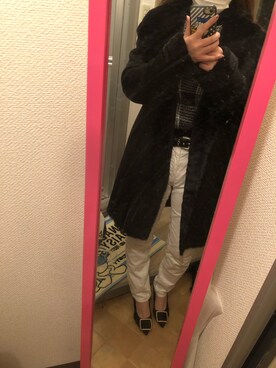 「CECIL McBEE（セシルマクビー）のアイテム（ムートンコート）」を使った、Yuiさん（レディース・155cm）の秋コーディネート