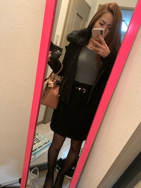 「CECIL McBEE（セシルマクビー）のアイテム（ライダースジャケット）」を使った、Yuiさん（レディース・155cm）の秋コーディネート