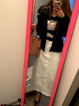 「CECIL McBEE（セシルマクビー）のアイテム（ライダースジャケット）」を使った、Yuiさん（レディース・155cm）の冬コーディネート
