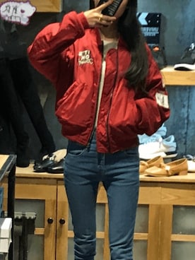 「moussy」｜「アイテム（MA-1）」を使った、Meowさん（レディース・163cm）の秋コーディネート