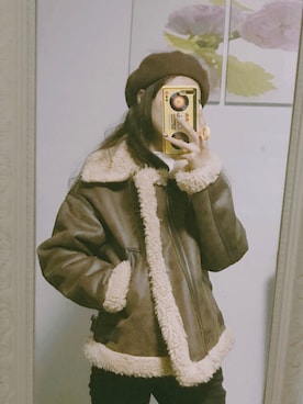 「NICE CLAUP（ナイスクラップ）のアイテム（ハンチング/ベレー帽）」を使った、Meowさん（レディース・163cm）の冬コーディネート