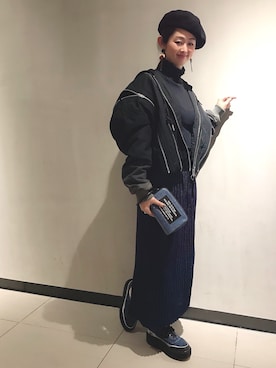 「新作」｜「アイテム（ナイロンジャケット）」を使った、maki kumashiroさん（レディース・163cm）の秋コーディネート