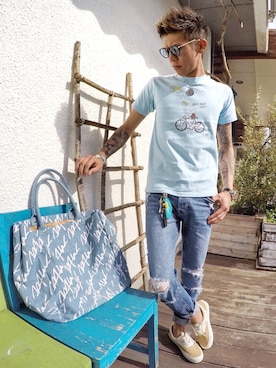 「MELLOW（メロー）のアイテム」を使った、✩ꁅꀎꈤ✩さん（メンズ・168cm）の夏コーディネート