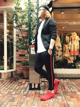 「SOLIDO（ソリード）のアイテム（ジャケット/アウター）」を使った、胸毛王子さん（メンズ・181cm）の夏コーディネート