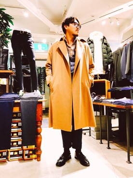 「マキシ」｜「アイテム（ジャケット/アウター）」を使った、胸毛王子さん（メンズ・181cm）の秋コーディネート