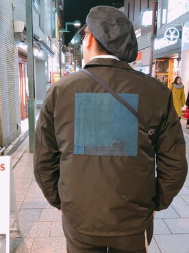 「KUON（クオン）のアイテム（ブルゾン）」を使った、胸毛王子さん（メンズ・181cm）の冬コーディネート