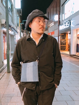 「KUON（クオン）のアイテム（ブルゾン）」を使った、胸毛王子さん（メンズ・181cm）の冬コーディネート