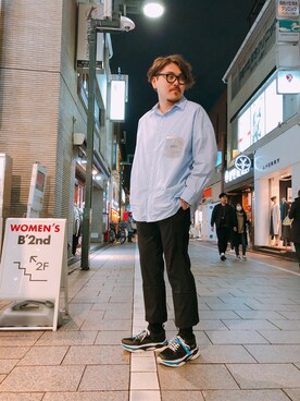 「MINOTAUR（ミノトール）のアイテム（パンツ）」を使った、胸毛王子さん（メンズ・181cm）の春コーディネート