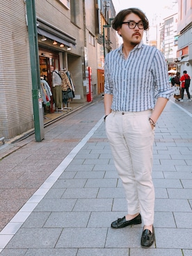 「SCROLLのアイテム」を使った、胸毛王子さん（メンズ・181cm）の春コーディネート