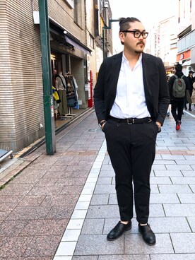 「SOLIDO（ソリード）のアイテム（ジャケット/アウター）」を使った、胸毛王子さん（メンズ・181cm）の春コーディネート
