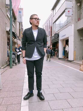 「SOLIDO（ソリード）のアイテム（ジャケット/アウター）」を使った、胸毛王子さん（メンズ・181cm）の春コーディネート