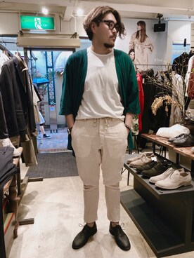 「OURET（オーレット）のアイテム（カーディガン/ボレロ）」を使った、胸毛王子さん（メンズ・181cm）の春コーディネート