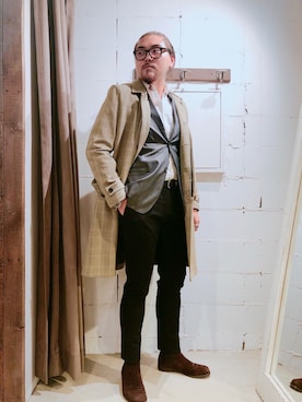 「SOLIDO（ソリード）のアイテム（ジャケット/アウター）」を使った、胸毛王子さん（メンズ・181cm）の秋コーディネート