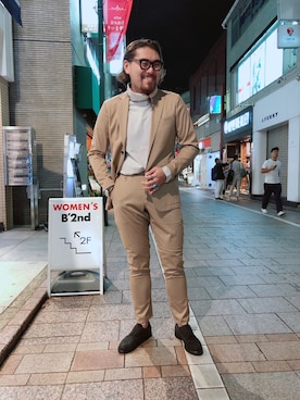 「SOLIDO（ソリード）のアイテム（ジャケット/アウター）」を使った、胸毛王子さん（メンズ・181cm）の秋コーディネート