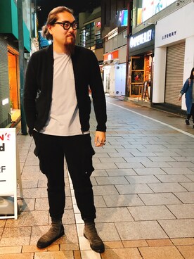 「B'2nd（ビーセカンド）のアイテム（カーゴパンツ）」を使った、胸毛王子さん（メンズ・181cm）の秋コーディネート