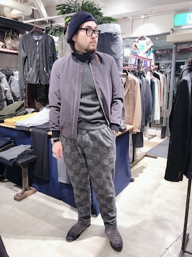 「B2nd」｜「アイテム（MA-1）」を使った、胸毛王子さん（メンズ・181cm）の冬コーディネート