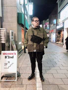 「WHITE MOUNTAINEERING（ホワイトマウンテニアリング）のアイテム（ジャケット/アウター）」を使った、胸毛王子さん（メンズ・181cm）の冬コーディネート