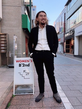 「SOLIDO（ソリード）のアイテム（ジャケット/アウター）」を使った、胸毛王子さん（メンズ・181cm）の春コーディネート
