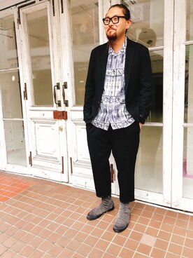 「BACKLASH（バックラッシュ）のアイテム（テーラードジャケット）」を使った、胸毛王子さん（メンズ・182cm）の夏コーディネート